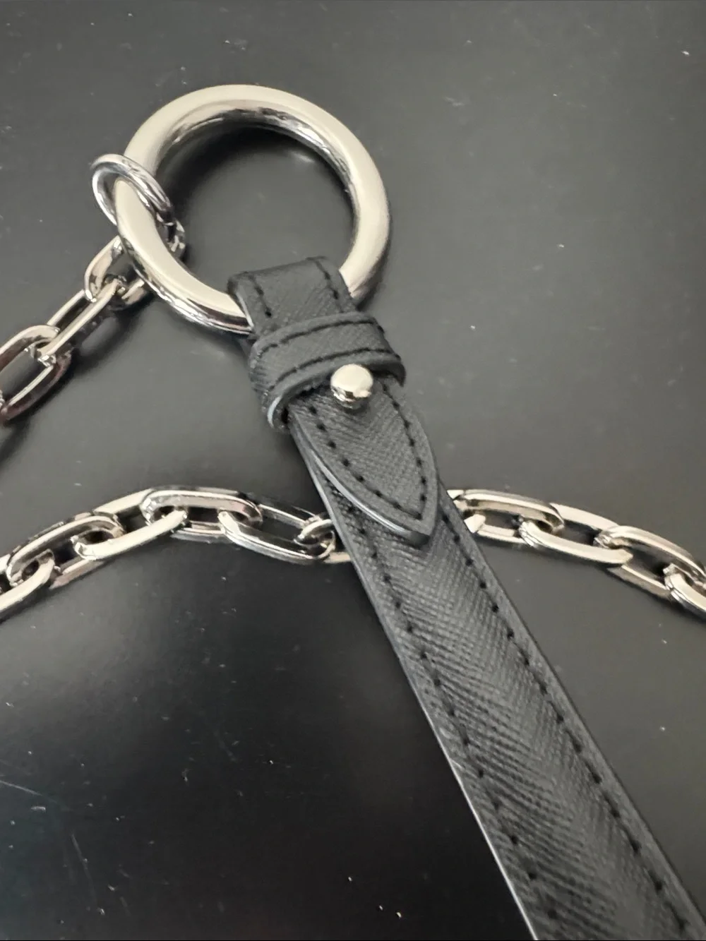 Vivienne Westwood Black Leather Shoulder Bag with Silver Chain